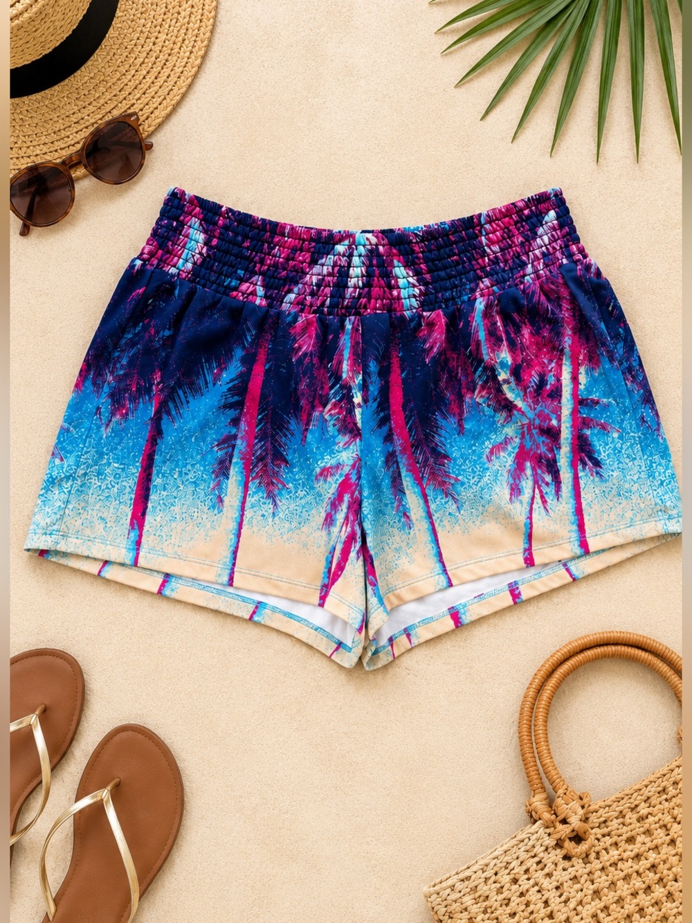 Torrid Tropical Palm Print Shorts Blue Pink | Size 3X | Plus Size - Picture 10 of 10